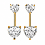Brinco Virginia Folheado a Ouro 18k Coração Cristal Duplo