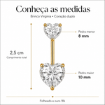 Brinco Virginia Folheado a Ouro 18k Coração Cristal Duplo