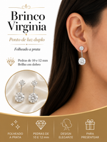 Brinco Virginia Folheado a Prata Ponto de Luz Duplo