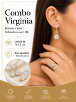 Combo Perfeito – Brincos + Anel Folheado a Ouro 18k Virginia