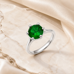 Anel Virginia Zircônia, Folheado a Ouro 18k, Prata 925 e Diamante Pedra Verde - 8mm - Prata 925