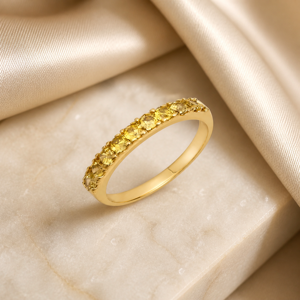 Anel Aparador Virginia 2 Folheado a Ouro 18k Citrino