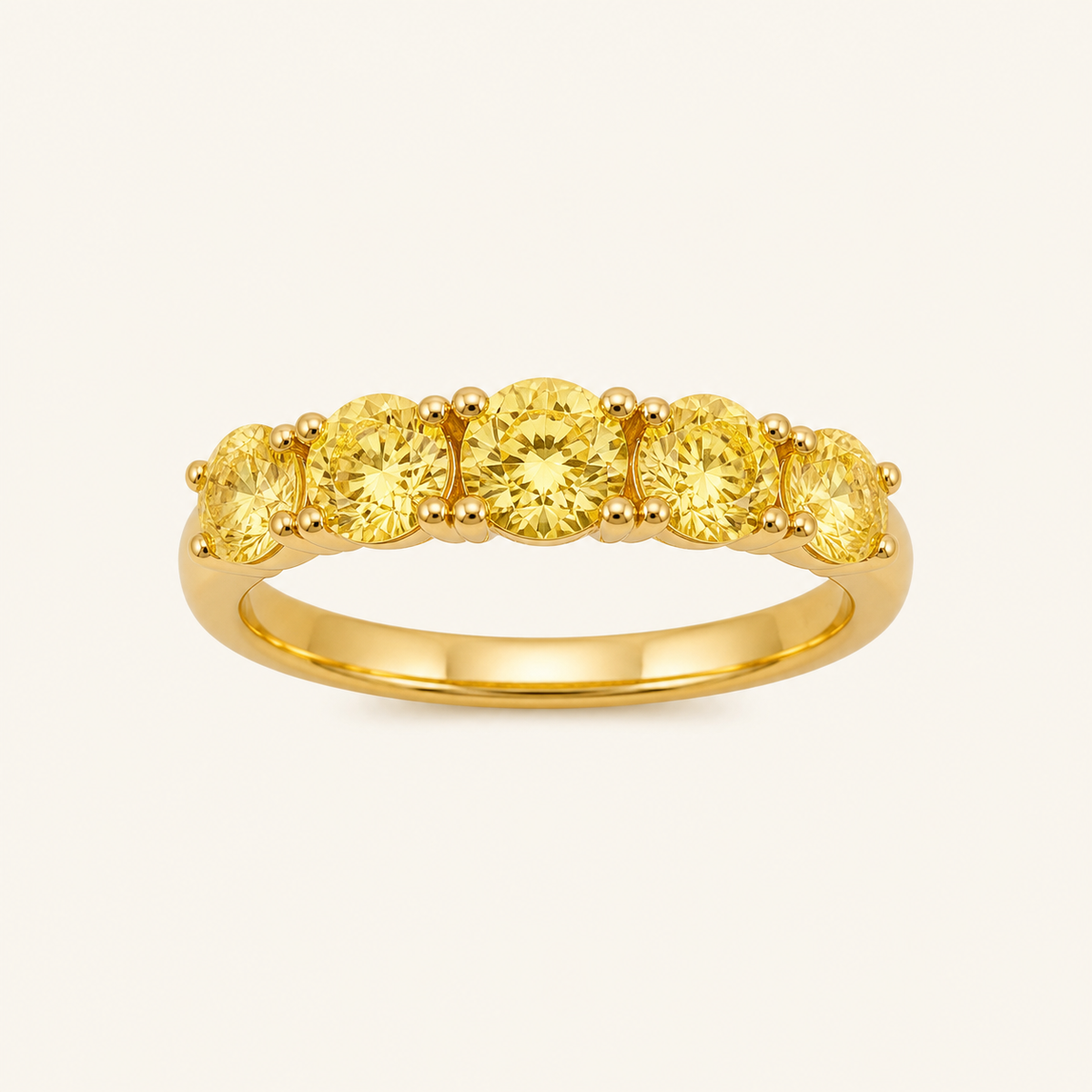 Anel Aparador 5 Pontas, Folheado a Ouro 18k e Prata 925 - Citrino