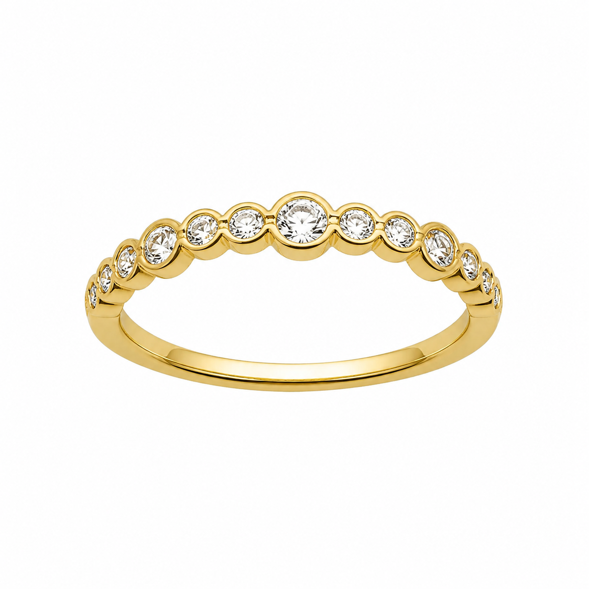 Anel Folheado a Ouro 18k e Prata Com Cristais