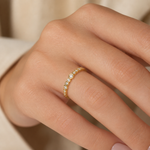 Anel Folheado a Ouro 18k e Prata Com Cristais