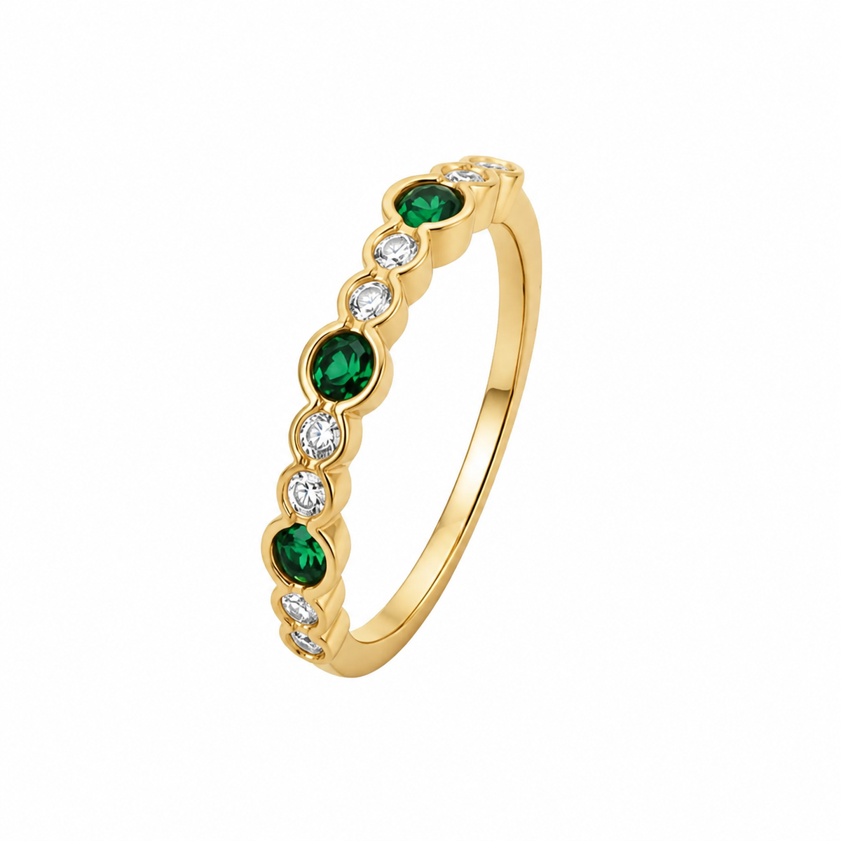 Anel Folheado a Ouro 18k e Prata Com Cristais