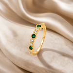 Anel Folheado a Ouro 18k e Prata Com Cristais