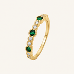 Anel Folheado a Ouro 18k e Prata Com Cristais