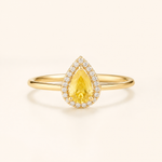 Anel Folheado a Ouro 18k Design Gota Cravejada
