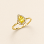 Anel Folheado a Ouro 18k Design Gota Cravejada