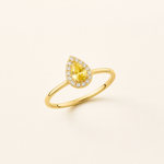 Anel Folheado a Ouro 18k Design Gota Cravejada