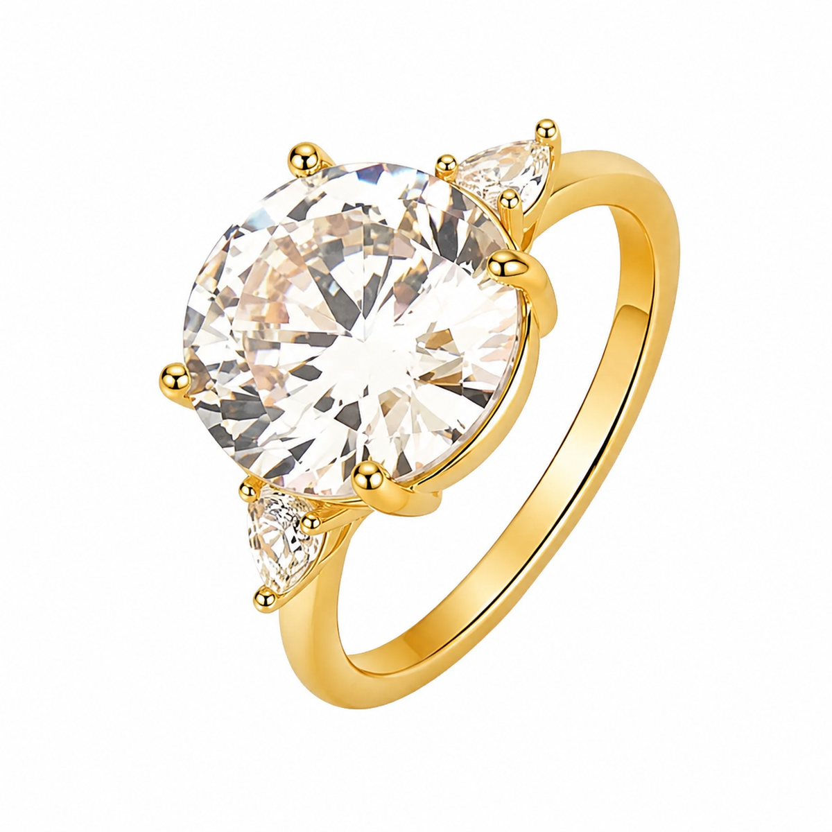 Anel Folheado a Ouro 18k e Prata Design Circulo de Zirconia