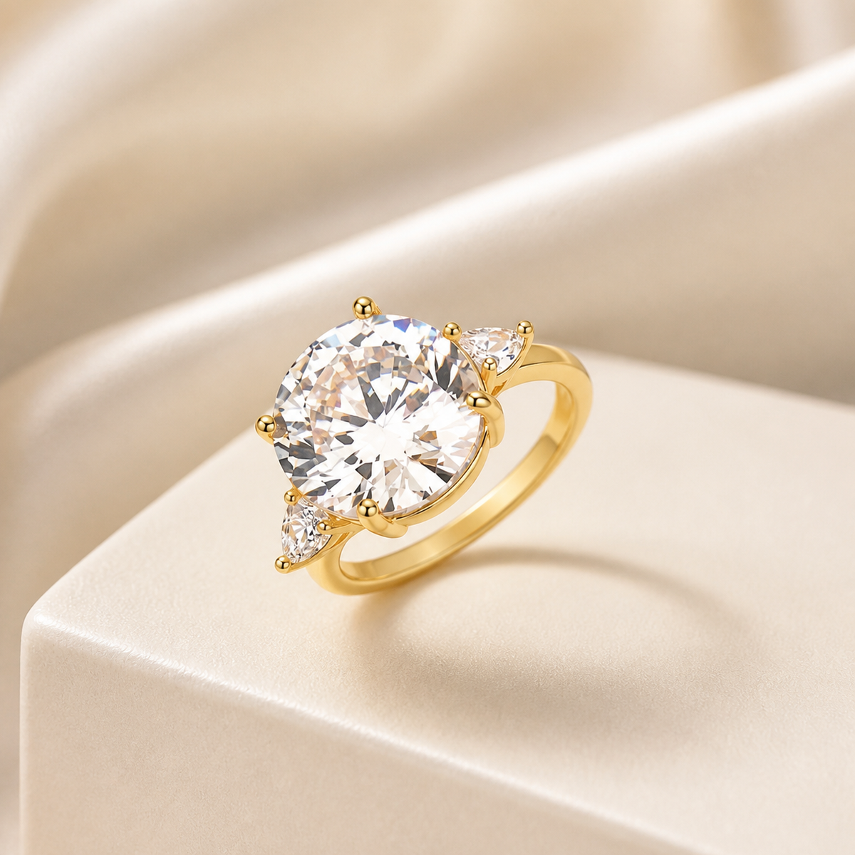 Anel Folheado a Ouro 18k e Prata Design Circulo de Zirconia