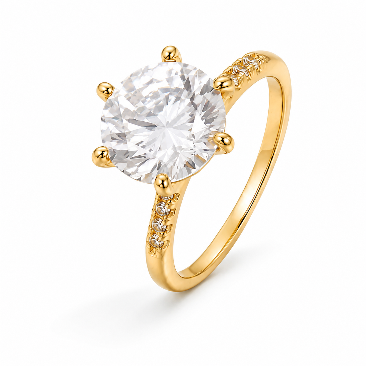 Anel Folheado a Ouro 18k e Prata Cristal Com Zircônias M