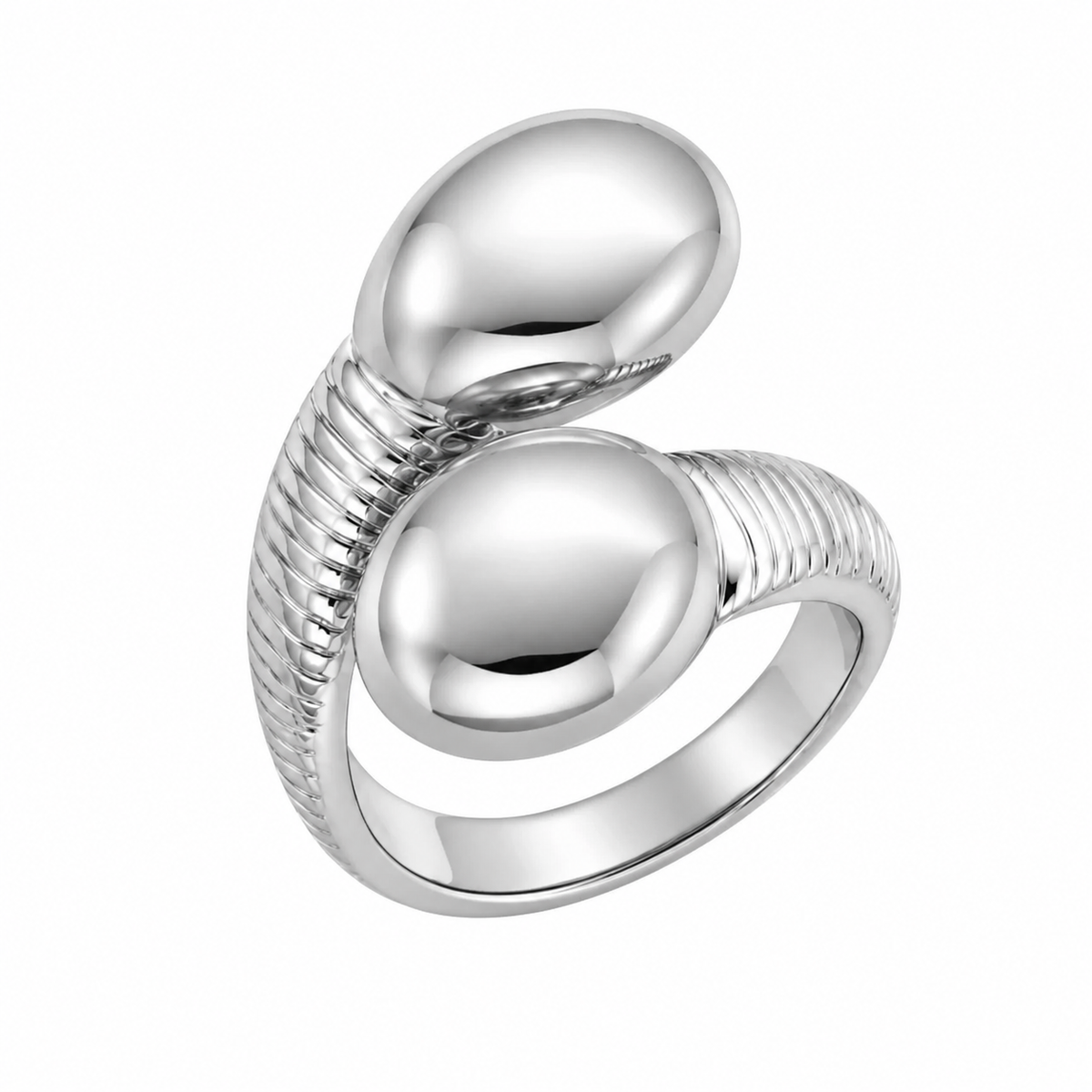 Anel Folheado a Ouro 18k e Prata Detalhado Com Esferas