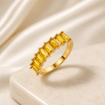 Anel Folheado a Ouro 18k e Prata Navete Quadrado