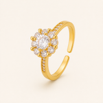 Anel Regulavel Folheado a Ouro 18k e Prata Flor de Cristal