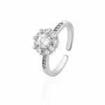 Anel Regulavel Folheado a Ouro 18k e Prata Flor de Cristal