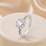 Anel Regulavel Folheado a Ouro 18k e Prata Flor de Cristal