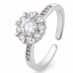 Anel Regulavel Folheado a Ouro 18k e Prata Flor de Cristal