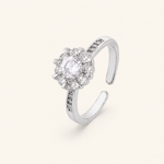 Anel Regulavel Folheado a Ouro 18k e Prata Flor de Cristal