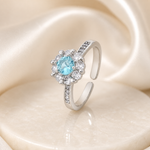 Anel Regulavel Folheado a Ouro 18k e Prata Flor de Cristal