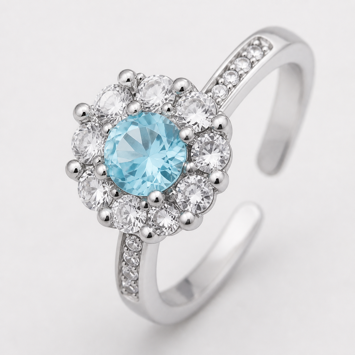 Anel Regulavel Folheado a Ouro 18k e Prata Flor de Cristal