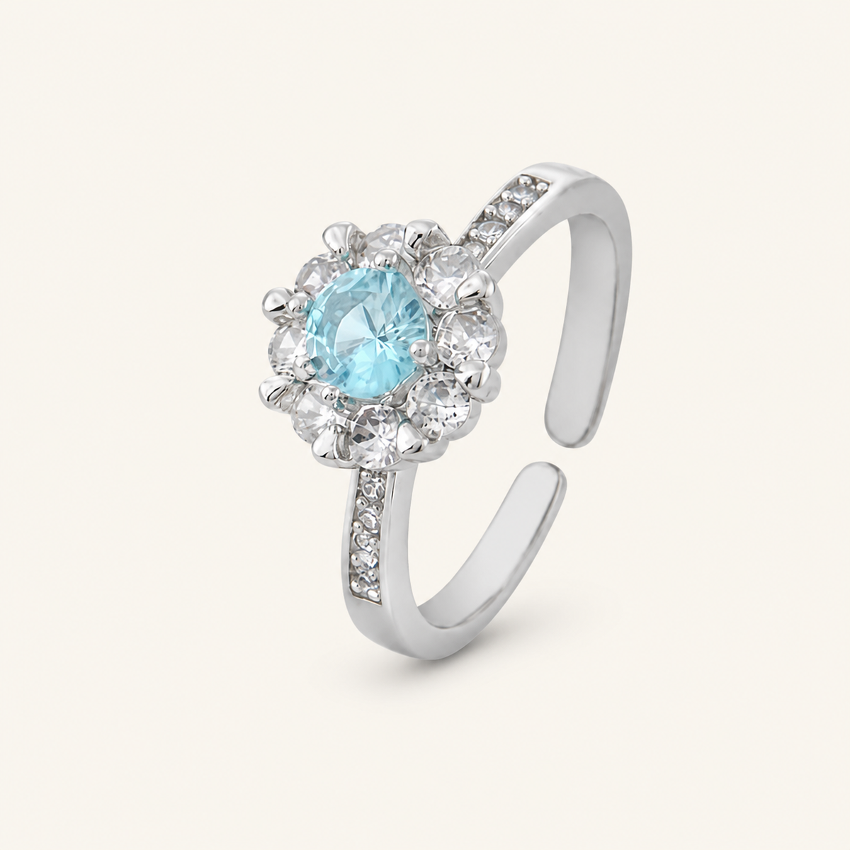 Anel Regulavel Folheado a Ouro 18k e Prata Flor de Cristal