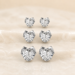 Trio de Brinco Folheado a Ouro 18k e Prata Coração Cristal