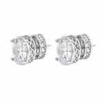 Brinco Folheado a Ouro 18k e Prata Oval de Cristal
