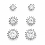 Trio de Brinco Folheado a Ouro 18k e Prata Circulos Cristais Coloridos