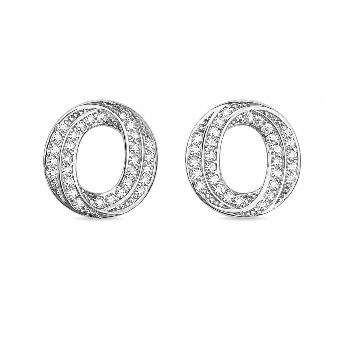 Brinco Folheado a Ouro 18k e Prata Circulo Moderno Cravejado