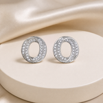 Brinco Folheado a Ouro 18k e Prata Circulo Moderno Cravejado