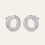 Brinco Folheado a Ouro 18k e Prata Circulo Moderno Cravejado