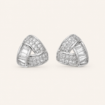 Brinco Folheado a Ouro 18k e Prata Triangulo Navete e Cristais