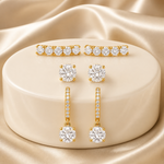 Kit Brinco e Piercing Folheado a Ouro 18k e Prata Circulo de Cristal