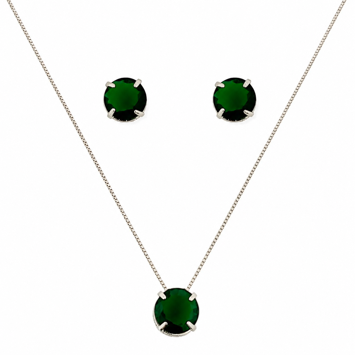 Conjunto Colar e Brinco Folheado a Ouro 18k e Prata Ponto de Luz