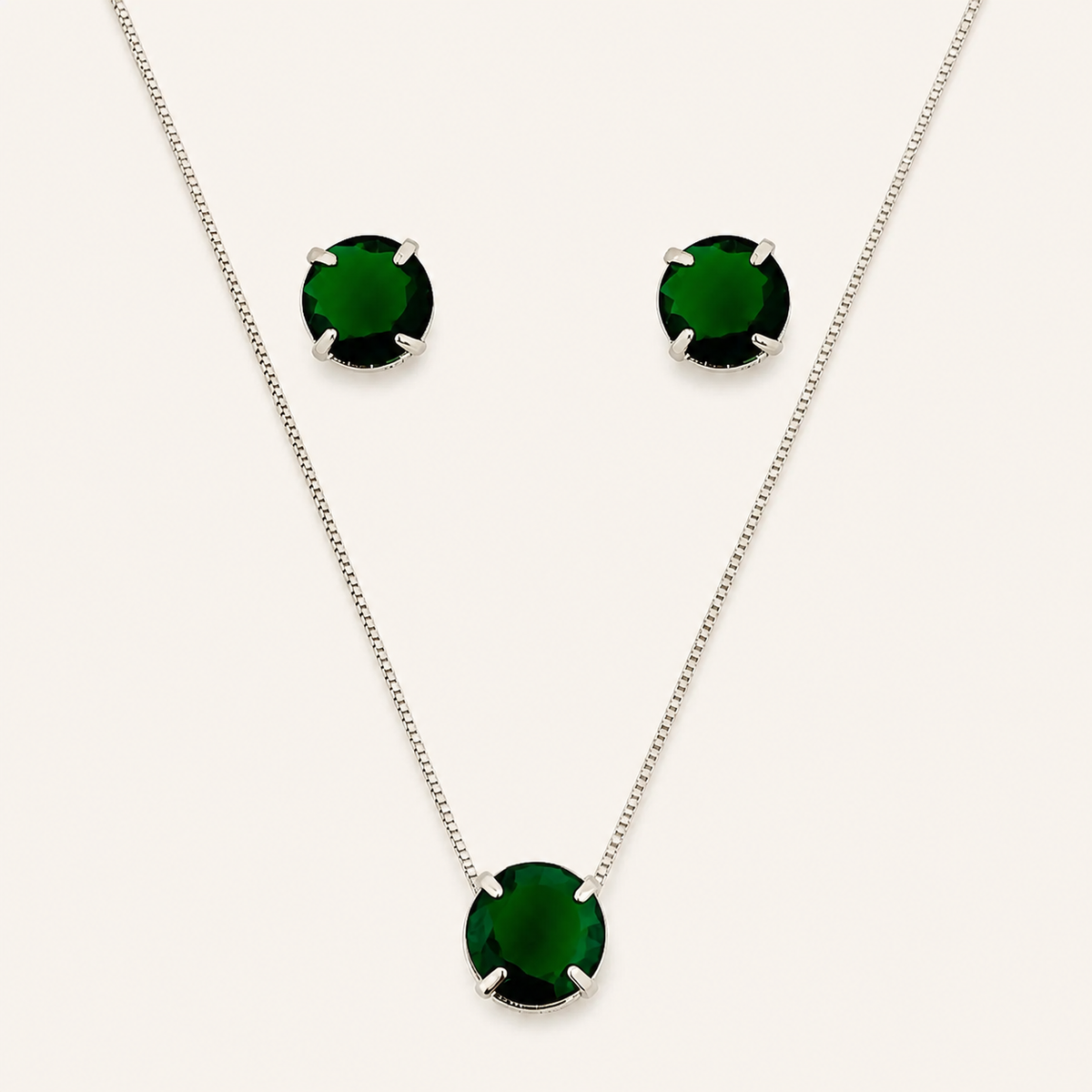 Conjunto Colar e Brinco Folheado a Ouro 18k e Prata Ponto de Luz