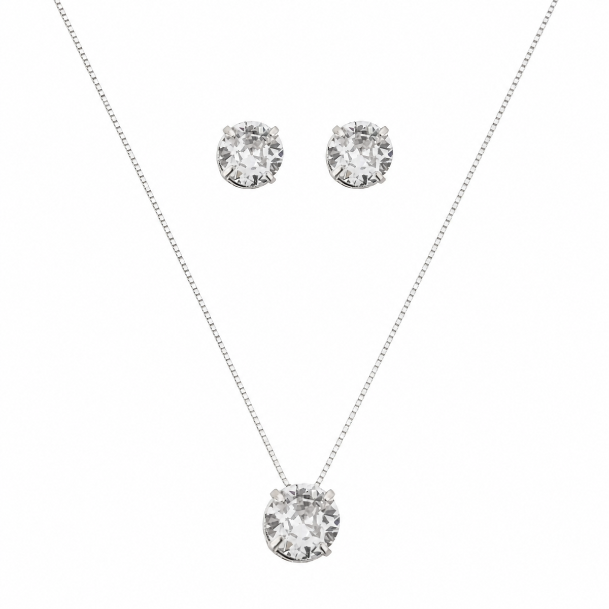 Conjunto Colar e Brinco Folheado a Ouro 18k e Prata Ponto de Luz