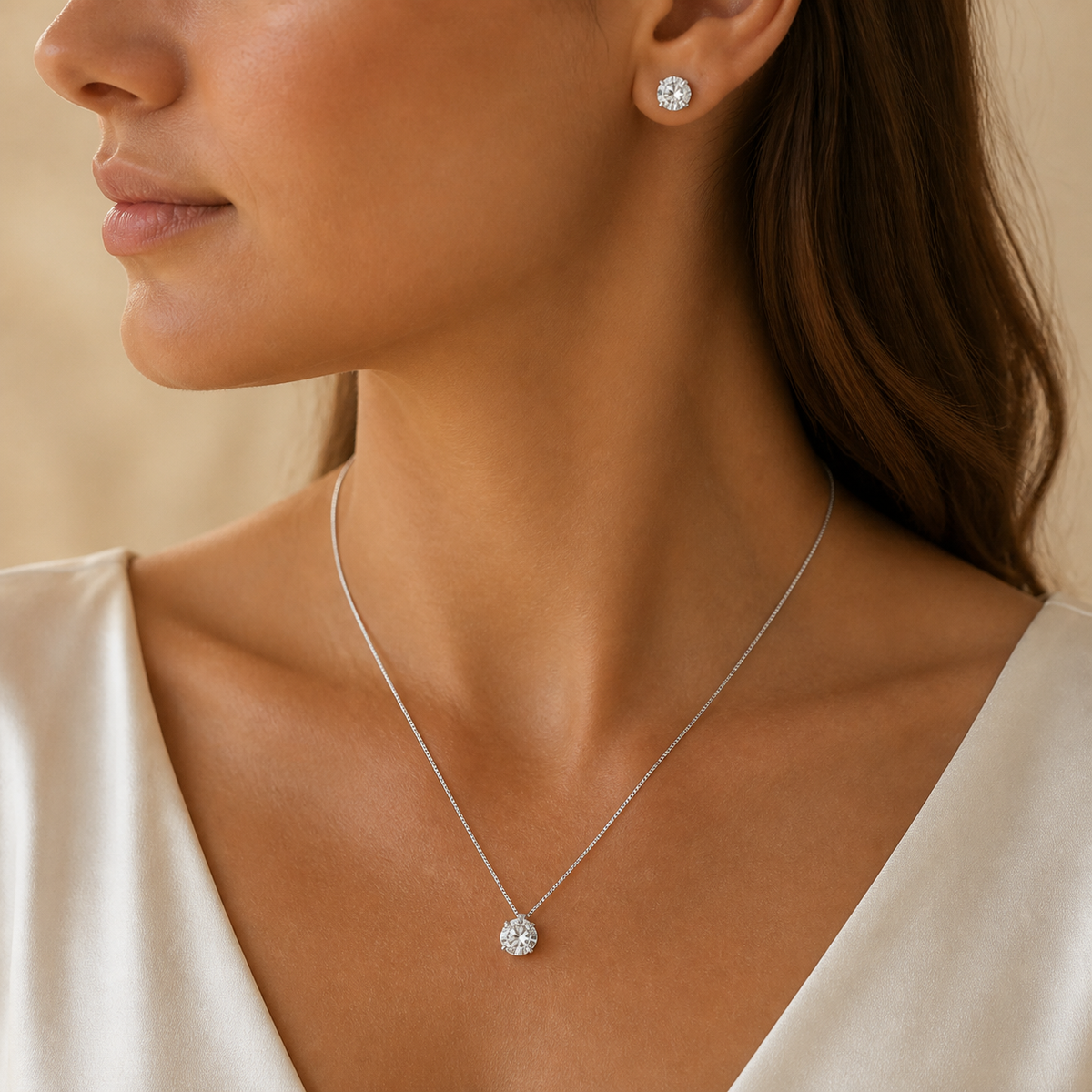 Conjunto Colar e Brinco Folheado a Ouro 18k e Prata Ponto de Luz