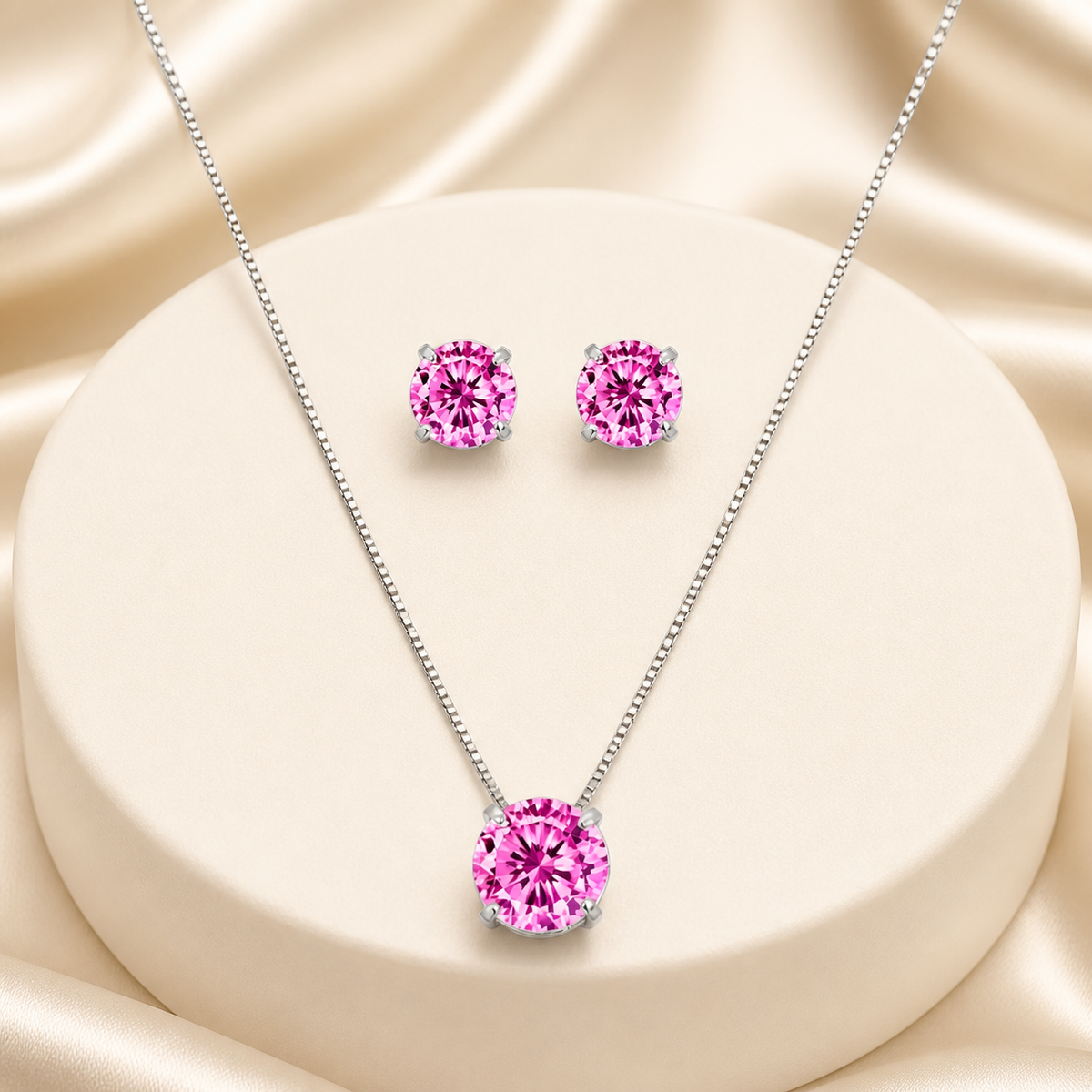 Conjunto Colar e Brinco Folheado a Ouro 18k e Prata Ponto de Luz