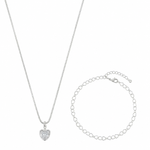 Conjunto Colar e Pulseira Folheado a Prata Brilhante