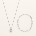 Conjunto Colar e Pulseira Folheado a Prata Brilhante