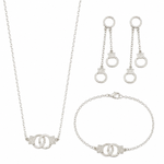 Conjunto Virginia Colar, Brinco e Pulseira Folheado a Ouro 18k e Prata Algema - Prata