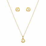 Conjunto Colar e Brinco Folheado Pérolas