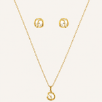 Conjunto Colar e Brinco Folheado Pérolas