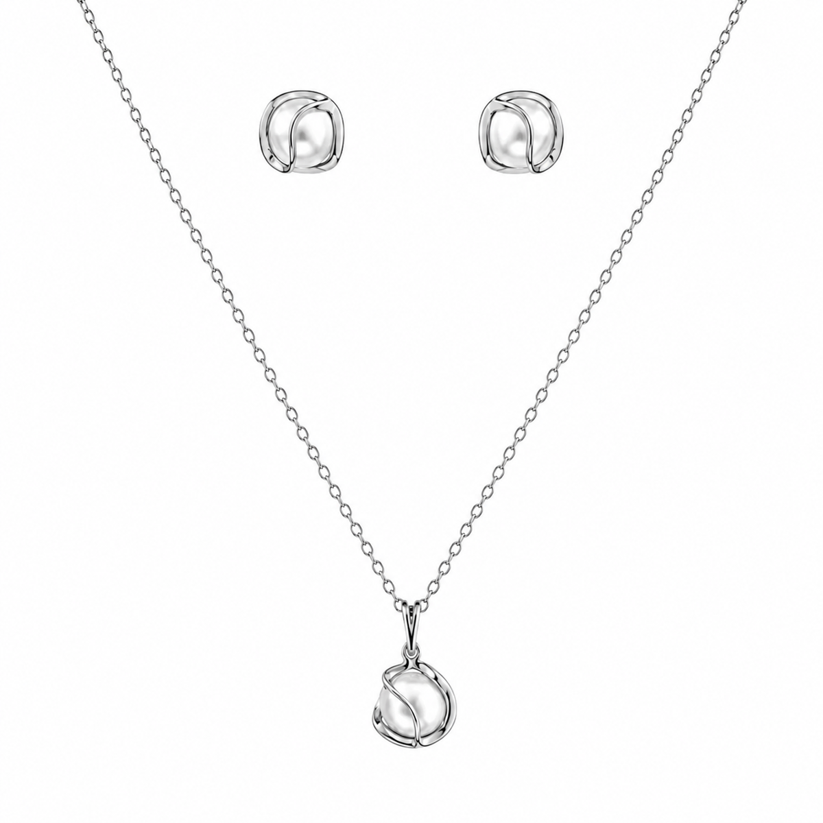 Conjunto Colar e Brinco Folheado Pérolas