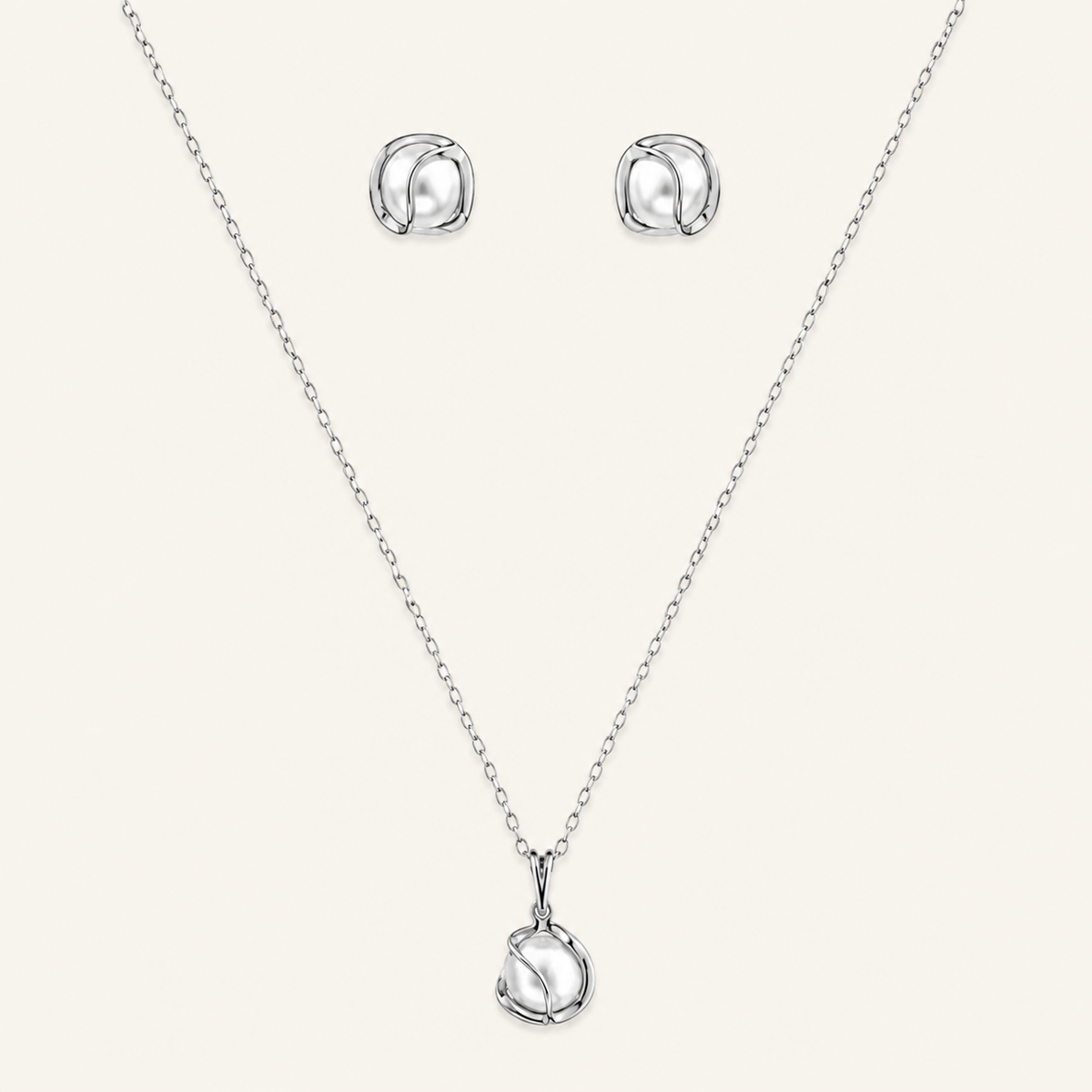 Conjunto Colar e Brinco Folheado Pérolas