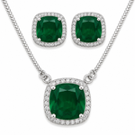 Conjunto Colar e Brinco Folheado a Ouro 18k e Prata Quadrado de Cristal