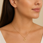 Conjunto Colar e Brinco Aço Inoxidável Folheado a Ouro 18k Coração